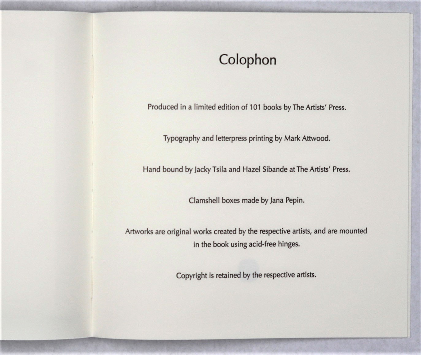 Click the image for a view of: Colophon